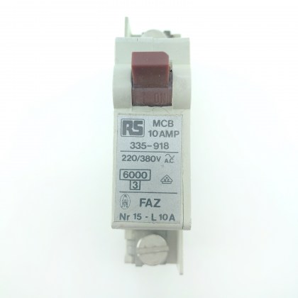 RS Components 335-918 Faz 15-L10A 10A 10 Amp MCB Circuit Breaker